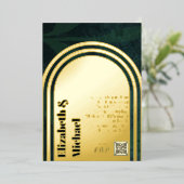 All-in1 GOLD FOILグリーンフォトQRコードモダン 箔招待状 (立ち正面)