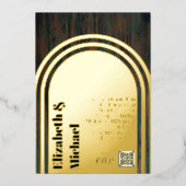 All-in1 GOLD FOIL 素朴 Wood Photo QRコードモダン 箔招待状 (正面)