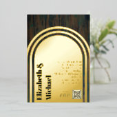 All-in1 GOLD FOIL 素朴 Wood Photo QRコードモダン 箔招待状 (立ち正面)