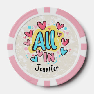 「All In」グラフィティパーソナライズされた・スタイル ポーカーチップ