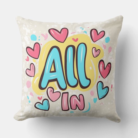 「All In」グラフィティ・スタイル クッション (正面)