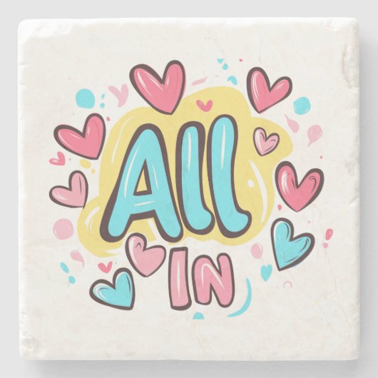 「All In」グラフィティ・スタイル ストーンコースター (正面)