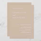 All in シンプル One モダン Script Taupe Pink 結婚's 招待状 (正面/裏面)