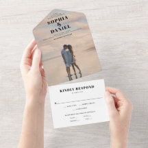 All in モダン One Weding Invite With Photo