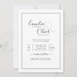 All-in-1クラシックエレガントフォント白結婚色 招待状