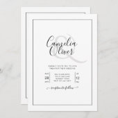 All-in-1クラシックエレガントフォント白結婚色 招待状 (正面/裏面)