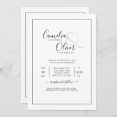 All-in-1クラシックエレガントフォント白結婚色 招待状 (正面/裏面)