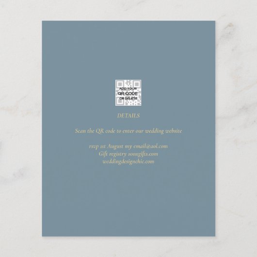 All-in-1シーエレガントガラスティール（緑がかった色）金ゴールド結婚のQR cd チラシ (裏面)