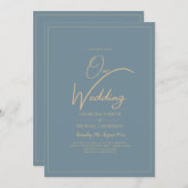 All-in-1シーエレガントガラスティール(緑がかった色)金ゴールド結婚のQR cd 招待状 (正面/裏面)