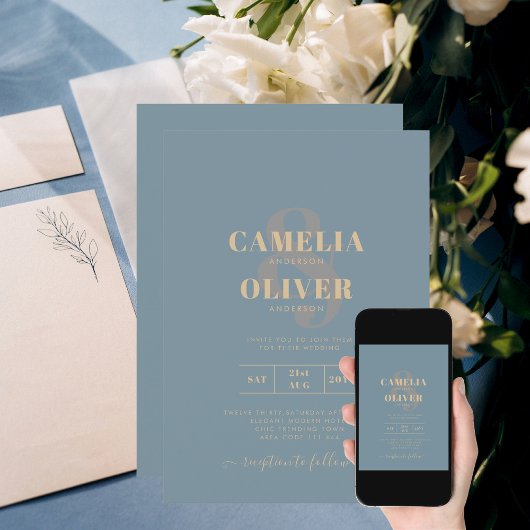 All-in-1シーエレガントガラスティール(緑がかった色)金ゴールド結婚のQR cd 招待状