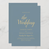 All-in-1シーエレガントガラスティール(緑がかった色)金ゴールド結婚のQR cd 招待状 (正面/裏面)