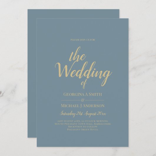 All-in-1シーエレガントガラスティール(緑がかった色)金ゴールド結婚のQR cd 招待状 (正面/裏面)