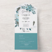 All-in-1シーガラスティール(緑がかった色)フローラ招待状とRSVP オールインワン招待状 (内側)