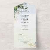 All-in-1ユーカリ葉招待状とRSVPの葉 オールインワン招待状 (内側)