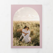 All-in-1 Dustyバラ結婚式RSVPプログラムの写真 三つ折り招待状 (カバー)