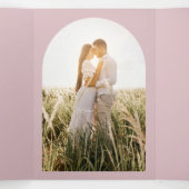 All-in-1 Dustyバラ結婚式RSVPプログラムの写真 三つ折り招待状 (内部中)