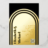 All-in-1 GOLD FOILブラックフォトQRコードモダン 箔招待状 (正面)