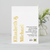 All-in-1 GOLD FOILホイ実在ルQRコーモダンド 箔招待状 (立ち正面)