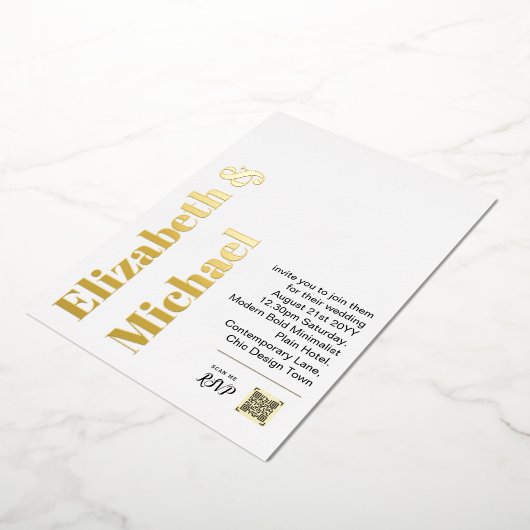 All-in-1 GOLD FOILホイ実在ルQRコーモダンド 箔招待状 (回転した状態)