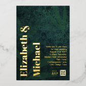 All-in-1 GOLD FOIL 実在 Green Photo QRコードモダン 箔招待状 (正面)