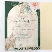 All-in-1 Green Pampas Grass Peachの結婚写真 三つ折り招待状 (内部最初)