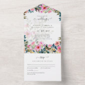 All in 1 Love in開花春の花結婚式RSVP オールインワン招待状 (内側)