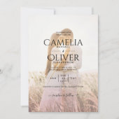 All-in-1 Pink Photo グラデーション OverlayのQR結婚コード 招待状 (正面)