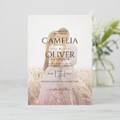 All-in-1 Pink Photo グラデーション OverlayのQR結婚コード 招待状 (スタンド正面)