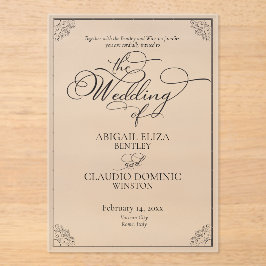 All-In-On Elegant Script Rome Italy Destination アクリル招待状