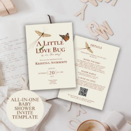 All In One 男女兼用 Love Bug Baby Shower 招待状