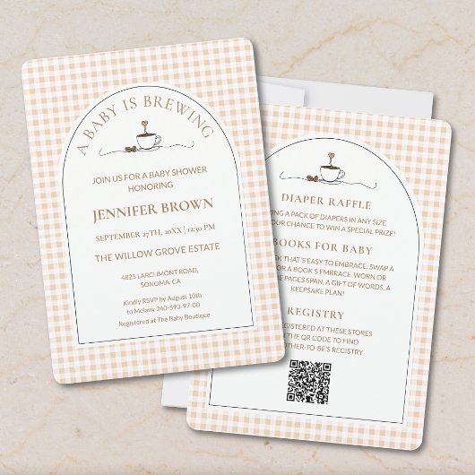 All in One A Baby Is Brewing Coffee Baby Shower 招待状