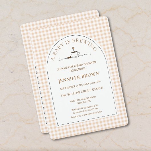 All in One A Baby Is Brewing Coffee Baby Shower 招待状