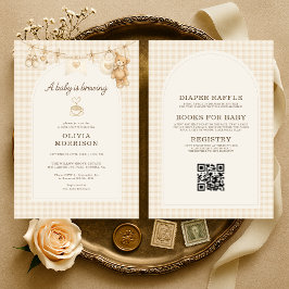 All in One Baby is Brewing Coffee Baby Shower 招待状