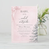 All in One Baby It's Cold Outside Bow Baby Shower 招待状 (スタンド正面)