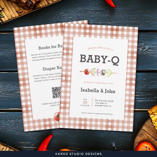 All in One Baby Q Barbecue Baby Shower Invitation 招待状