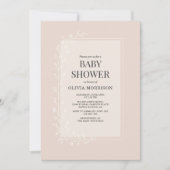 All in One Blush Pink Botanical Floral Baby Shower 招待状 (正面)