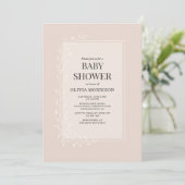 All in One Blush Pink Botanical Floral Baby Shower 招待状 (スタンド正面)