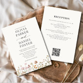 All in One Boho Wildflower QR Code Wedding 招待状