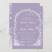 All in One Botanical Arch Garden Wedding Lavender 招待状 (正面/裏面)