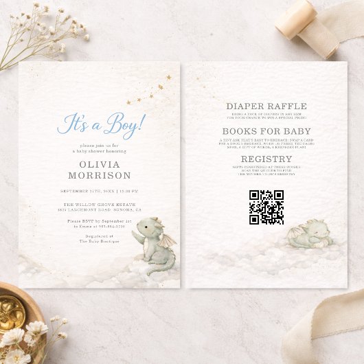 All in One Dragon It's a Boy Baby Shower 招待状