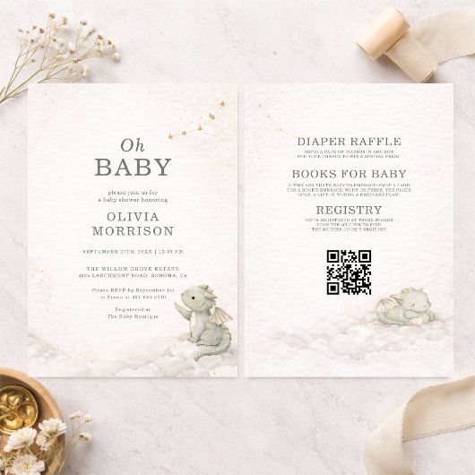 All in One Dragon Storybook Baby Shower 招待状