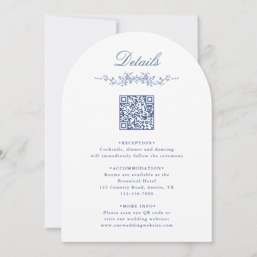 All in One Dusty Blue Floral Garden Wedding Arch 招待状 (裏面)