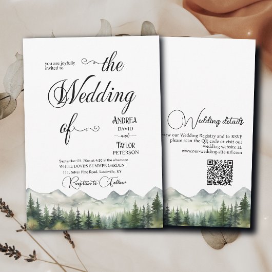 All in One Elegant Calligraphy QR Code Wedding 招待状