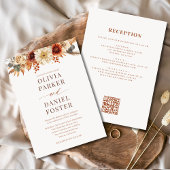 All in One Fall Floral Autumn Wedding QR Code 招待状