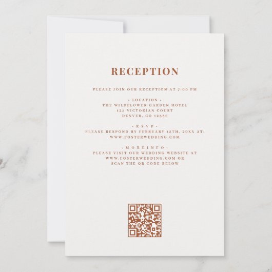 All in One Fall Floral Autumn Wedding QR Code 招待状 (裏面)