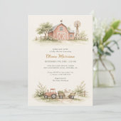 All in One Farm Animal Barnyard Baby Shower 招待状 (スタンド正面)