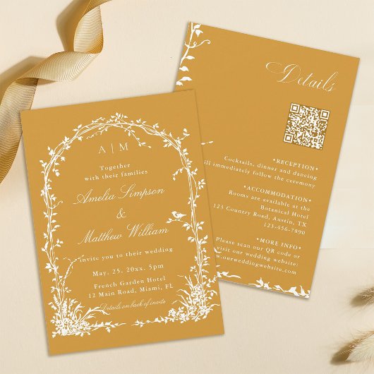 All in One Floral Arch Garden Wedding Amber 招待状