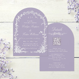 All in One Floral Arch Garden Wedding Lavender 招待状