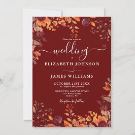 All In One Floral Fall In Love QR Code Wedding 招待状