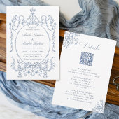 All in One Floral Frame Blue Wedding               招待状